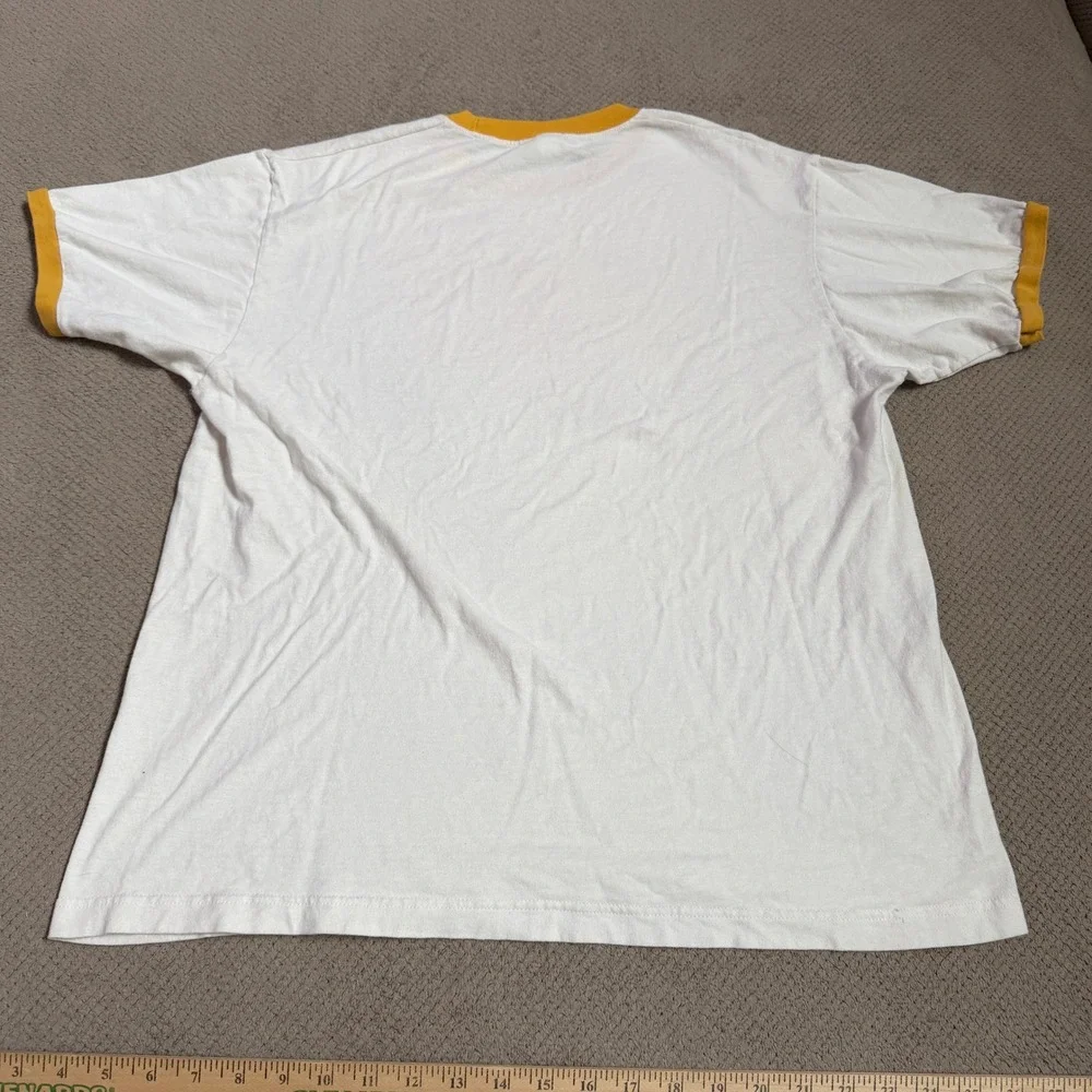 A Complete Unknown Bob Dylan Movie Promo Ringer T-Shirt White Yellow Size L